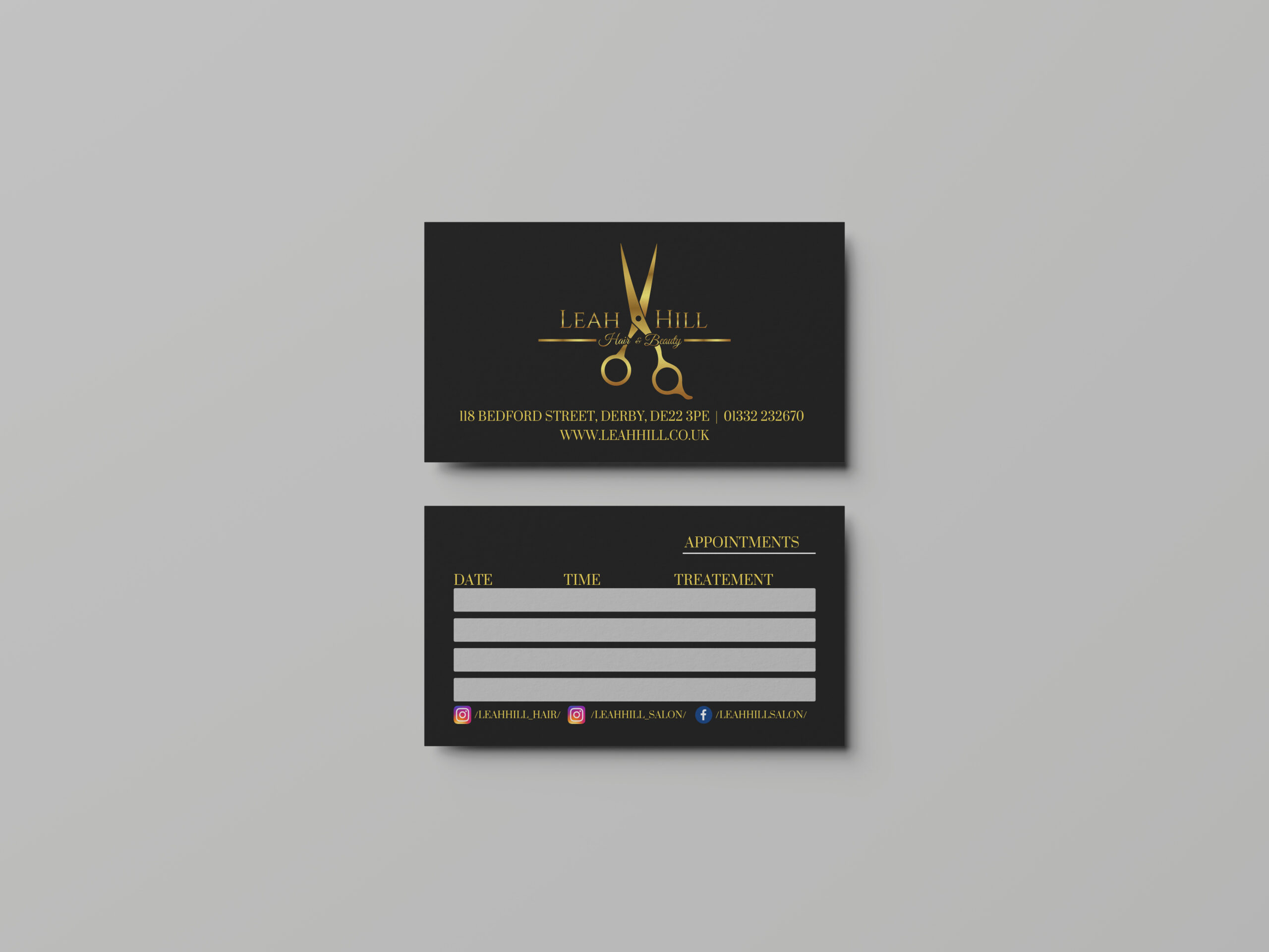 Business Card Design for Leah Hill Salon